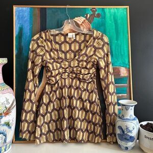 Y2K Geometric Patterned Bell Sleeve Top by Sweet Pea By Stacy Frati